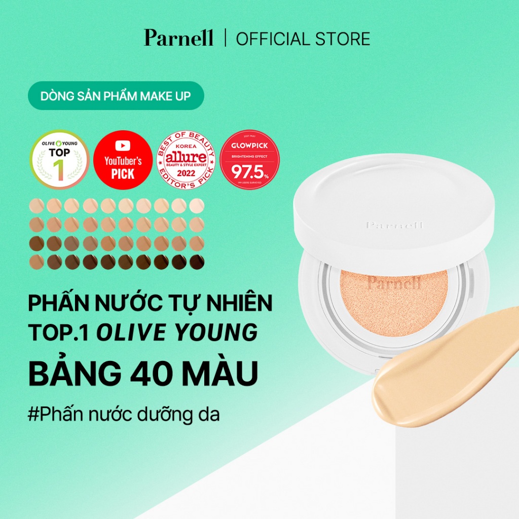   Parnell Chính hãng  Phấn nước dưỡng da thành phần chiết xuất rau má mật ong an toàn cho da mụn nhạy cảm nền căng bóng tự nhiên lâu trôi Parnell Cicamanu Serum Cushion 15g 
