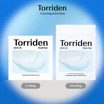 [Hàng Tặng Kèm Không Bán] Torriden Pad đa năng DIVE IN chứa Hyaluronic Acid, 2 miếng, 10 miếng, Toner Pad