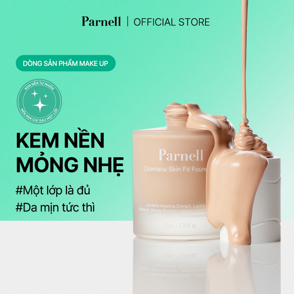 [Parnell Chính hãng] Kem nền che phủ hoàn hảo tự nhiên, lớp nền mịn lì, lâu trôi Parnell Cicamanu Sk