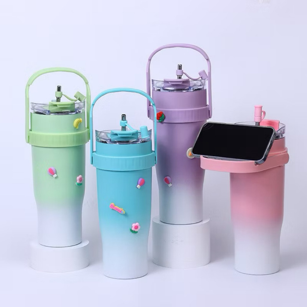 Ly Giữ Nhiệt 1200ml Bình Giữ Nhiệt Có Ống Hút Inox 304 Giữ Nhiệt