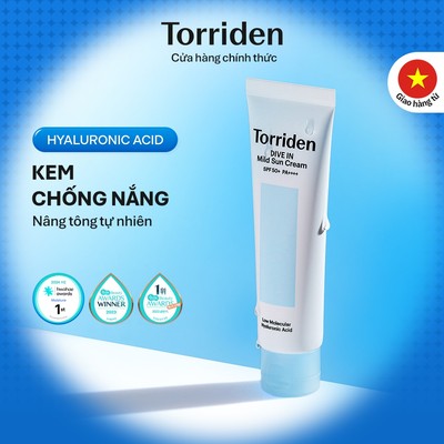 [Torriden Chính hãng] Kem chống nắng dịu nhẹ DIVE IN chứa Hyaluronic Acid với SPF 50+ PA++++, 60ml, Sun Cream
