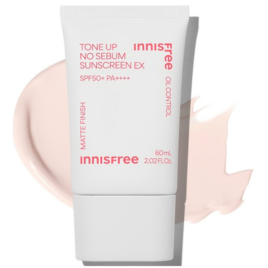 Kem chống nắng Innisfree Tone Up No Sebum EX SPF50 + PA + + + + 60ml | Tông màu hồng | Bộ lọc tia cự