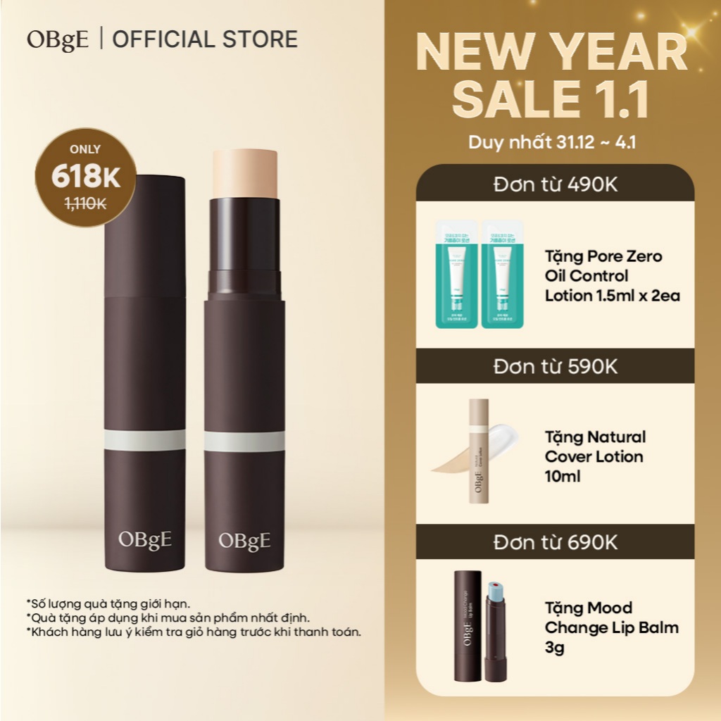   OBgE Chính hãng  Kem nền thỏi Natural Cover Foundation 13g SPF50+ PA++++ | Kem nền 3 trong 1 | Che phủ da trong 3 giây | Loại bỏ lỗ chân lông mạnh mẽ | Bám dính hoàn hảo | Giữ lớp nền suốt 24 giờ | Cọ siêu mịn tối ưu cho việc che phủ | 3 tông màu 