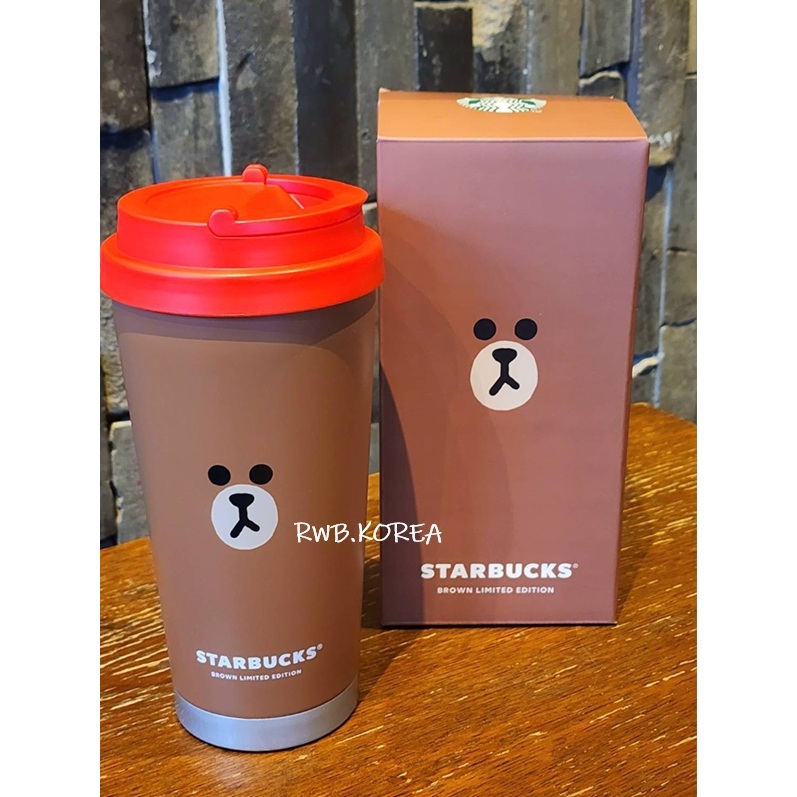🎀【Last chance In Stock】2021 Starbucks Hàn Quốc x  LINE FRIENDS Elma Tumbler 473ml/ Apron Brown Plush