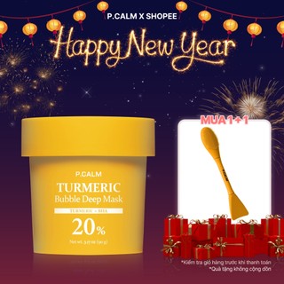   P.CALM  Mặt nạ sủi bọt đất sét nghệ x BHA TURMERIC BUBBLE DEEP MASK  từ tinh bột nghệ giàu Curcuminoid giúp dịu da mẩn đỏ kích ứng hỗ trợ giảm mụn giảm thâm 90g 