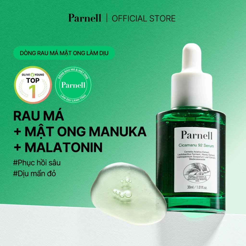 [Parnell Chính hãng] Tinh chất dịu hóa phục hồi chuyên sâu chiết xuất rau má, mật ong, Melatonin, hỗ