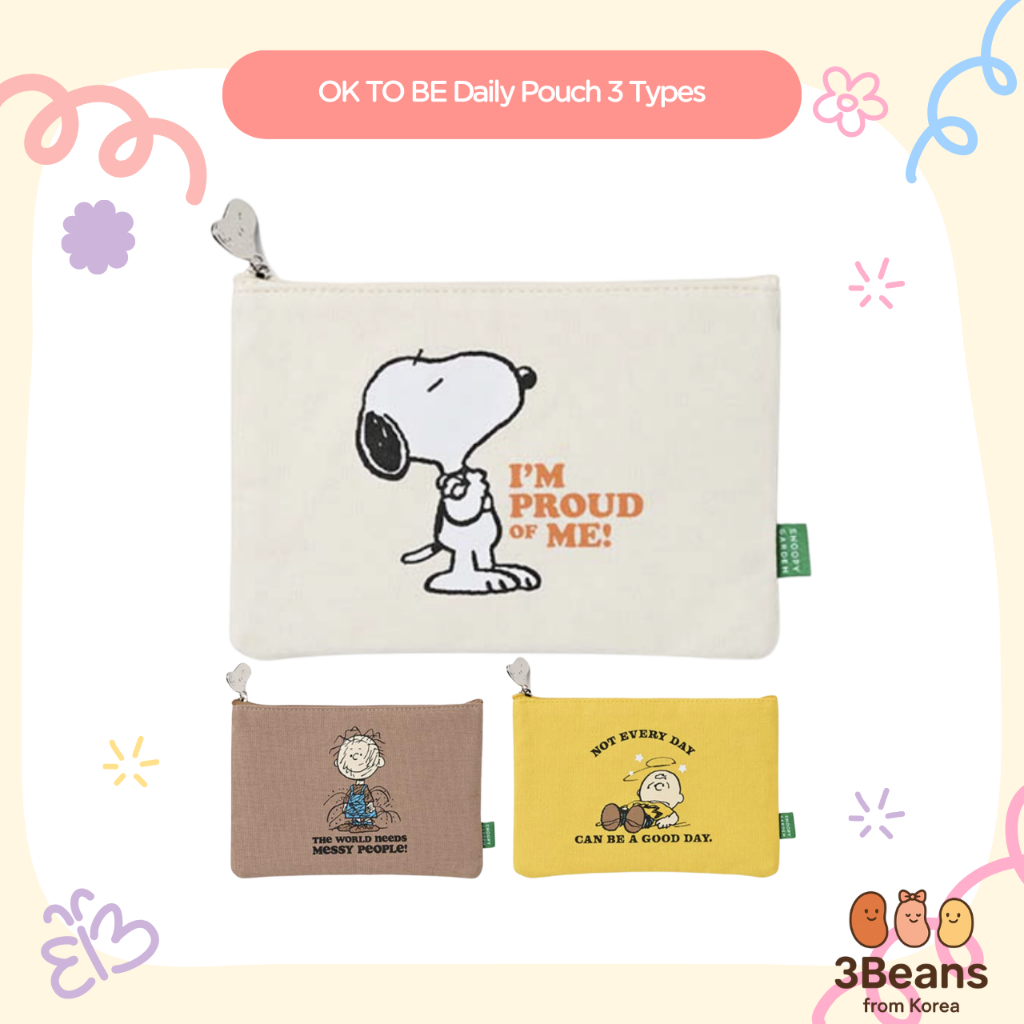 [Snoopy Garden] OK TO BE Daily Pouch 3 loại - Snoopy / Charlie Brown / Pigpen | Hàng đậu phộng | Sno