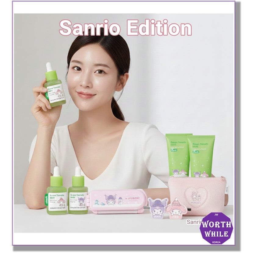 [Phiên bản Sanrio] Bộ chỉnh sửa SUNGBON GREEN TOMATO NMN Pore Lifting Ampoule / Silk Peptide EGF Hea