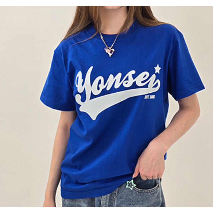 Áo thun bóng chày Đại học Yonsei màu xanh