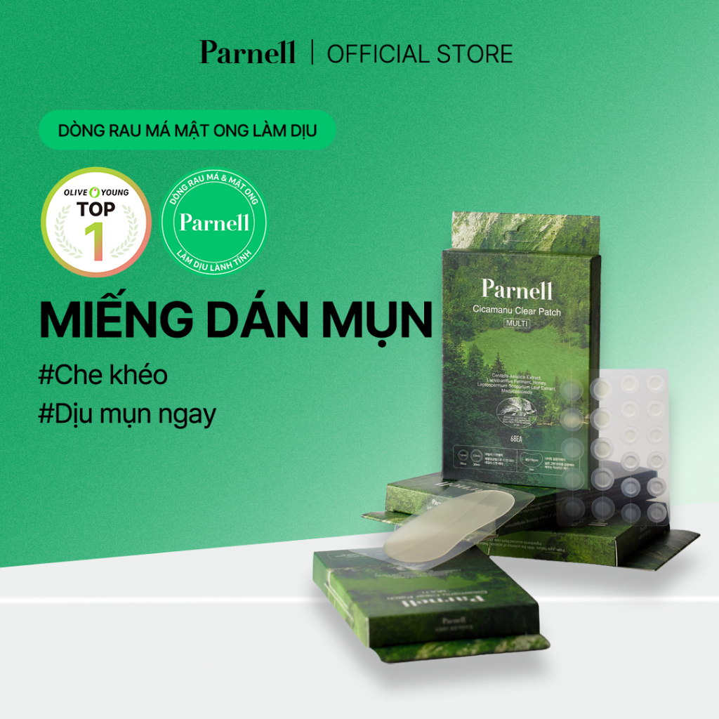 [Parnell Chính hãng] Miếng dán mụn Hydrocolloid hỗ trợ giảm điều trị mụn, làm dịu mụn, miếng lớn sử 
