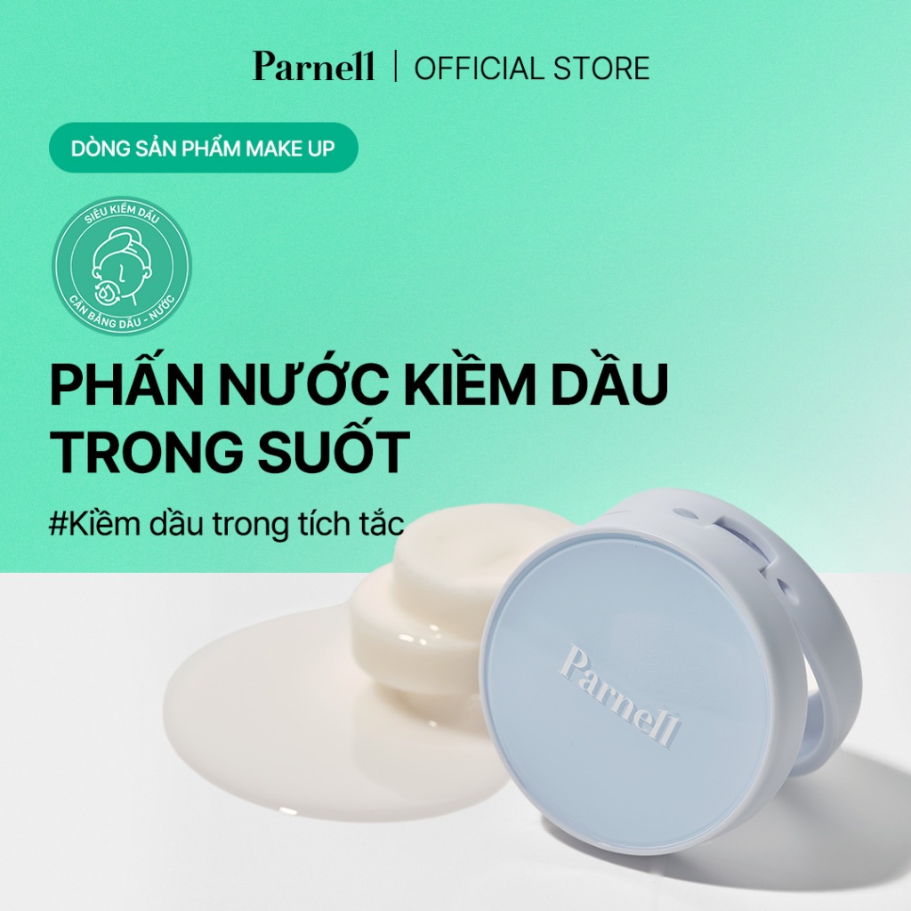 [Parnell Chính hãng] Phấn nước kiềm dầu trong suốt Hyaluronic Acid, Mineral Water, Collagen cấp ẩm, 