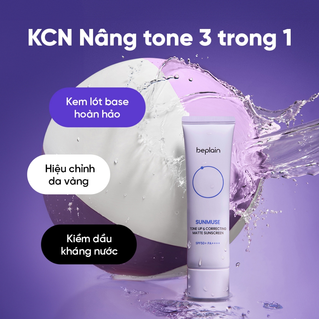 [BEPLAIN X KOL] [Combo độc quyền 50ml X2] Kem chống nắng BEPLAIN Sunmuse lai Vật Lý & Hoá Học Nâng Tone & Hiệu chỉnh da Matte Mịn lì SPF 50+ PA++++ 50mL + 50ml | BigBuy360 - bigbuy360.vn