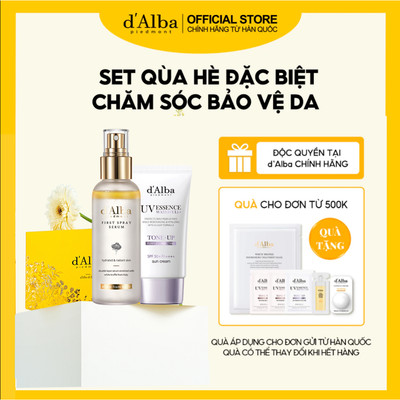 [d'Alba Official] Set Quà Hè – Dưỡng Da & Chống Nắng Toàn Diện (First Spray Serum 100ml, Kem chống nắng tông màu tím 50ml.)