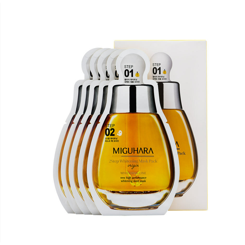 [Miguhara] Gói mặt nạ làm trắng 2 bước Xuất xứ (5 tờ) | Phát sáng