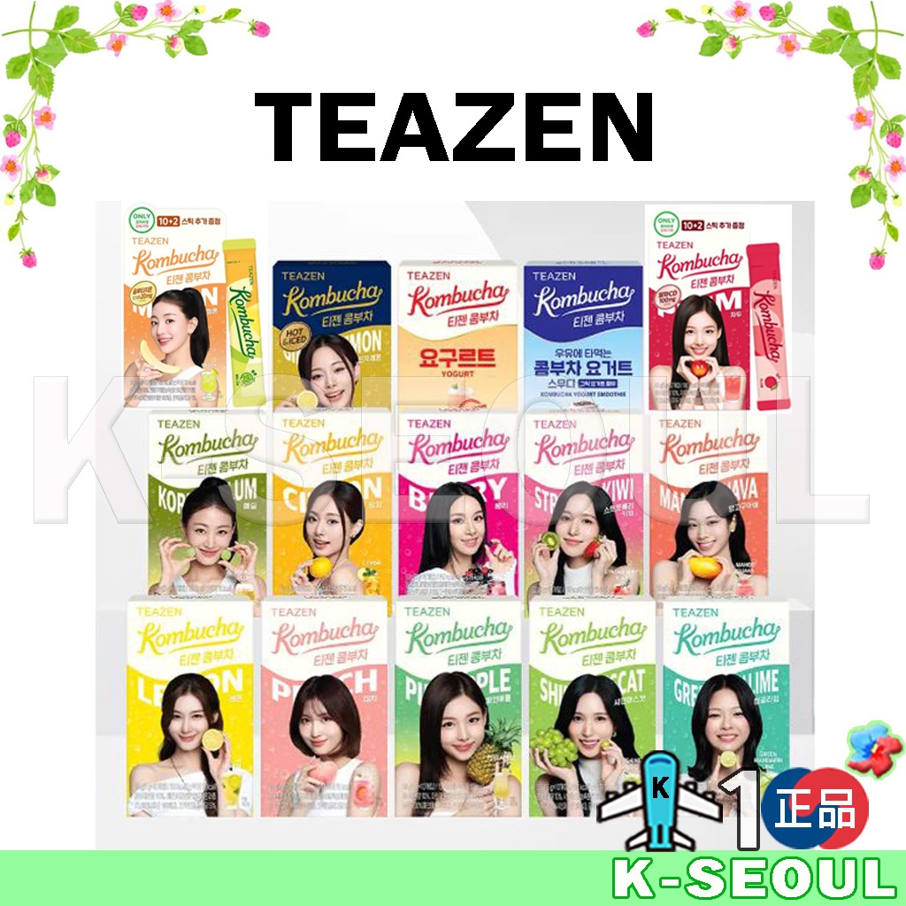[K-Hfood] TEAZEN Kombucha 10 Que Chanh Đào Dâu Kiwi Mận Dưa Sữa Chua Sanrio / Hai Lần