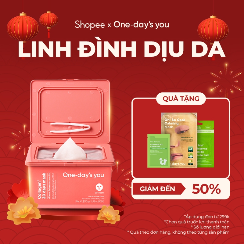 Hộp 30 miếng Mặt Nạ/ Daily Mask Collagen Cấp Nước, Làm Sáng Da, Chống Lão Hóa | ONE DAY'S YOU Collag