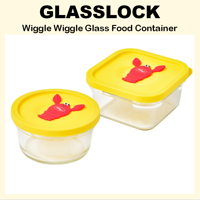 Glasslock Wiggle Wiggle Hộp Đựng Thực Phẩm Thủy Tinh 350ml 440ml Tôm Hùm Silicon Nắp Lò Vi Sóng An T