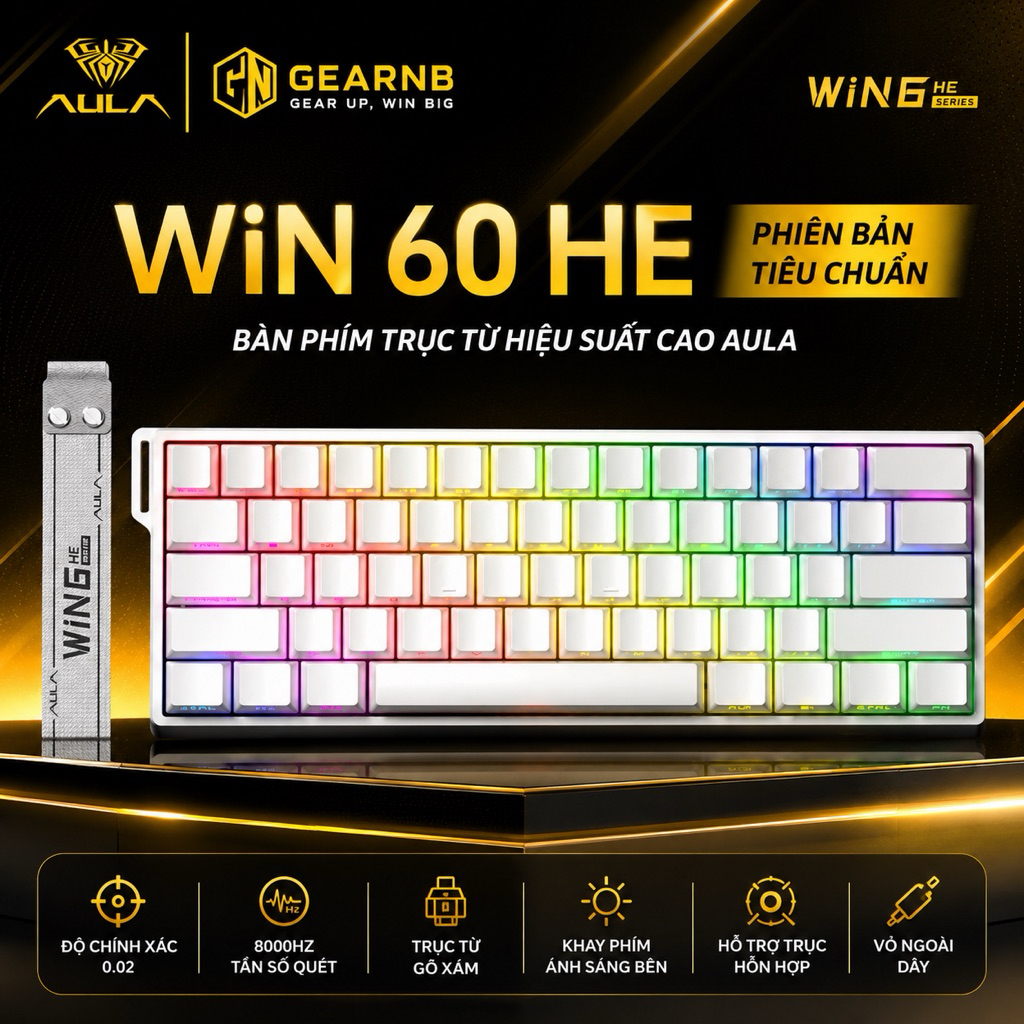 [Hoả tốc] Phím Cơ Win68HE Hall Effect | Rapid Trigger 0.01RT | Polling 8000Hz | Gaming 60% Siêu Nhạy
