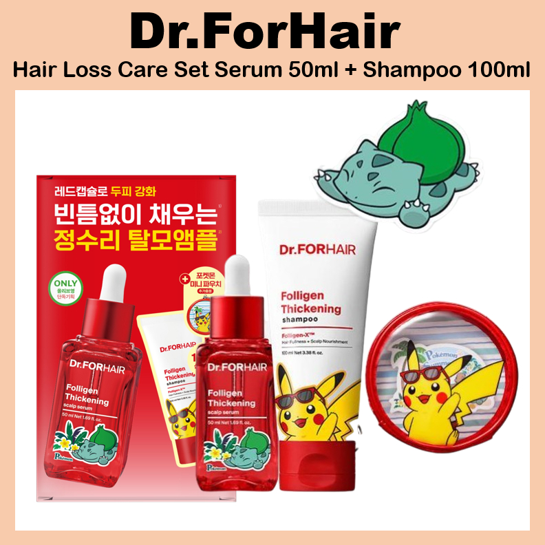 [Pokemon] Bộ chăm sóc rụng tóc Dr.ForHair Serum 50ml + Dầu gội 100ml + Túi nhựa PVC (Dr.FORHAIR)