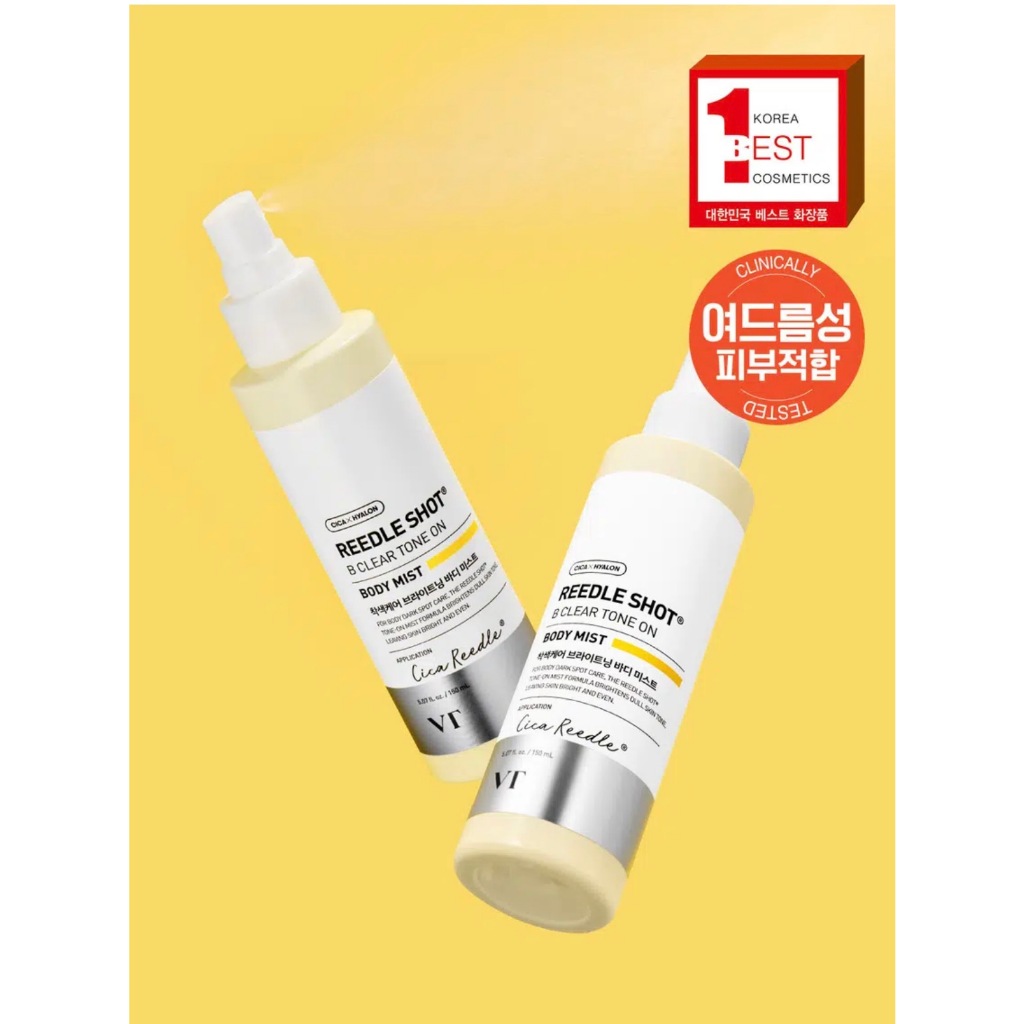 VT Reedle Shot B Clear Tone On Body Mist 150ml, Acne Dark Spot Brightening Bpdy Mist