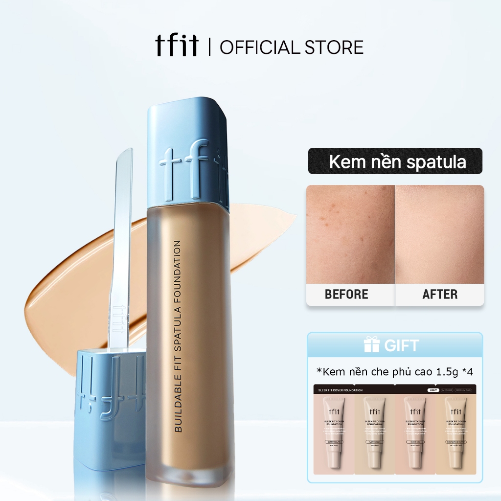 [TFIT Official] Kem Nền Giữ nền 24 giờ Che phủ siêu nhẹ Bán lì Buildable Fit Spatula Foundation 15g