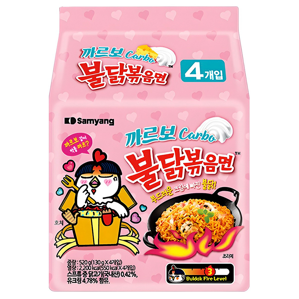 Samyang Buldak Carbo Cream Ramen gà cay 130g Mì Carbonara Hàn Quốc
