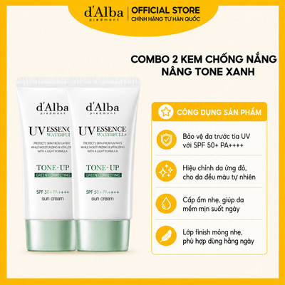 [d'Alba Official] Combo 2 Kem chống nắng Nâng tone Xanh lá White Truffle Tone Up Green Correcting Suncream 50ml