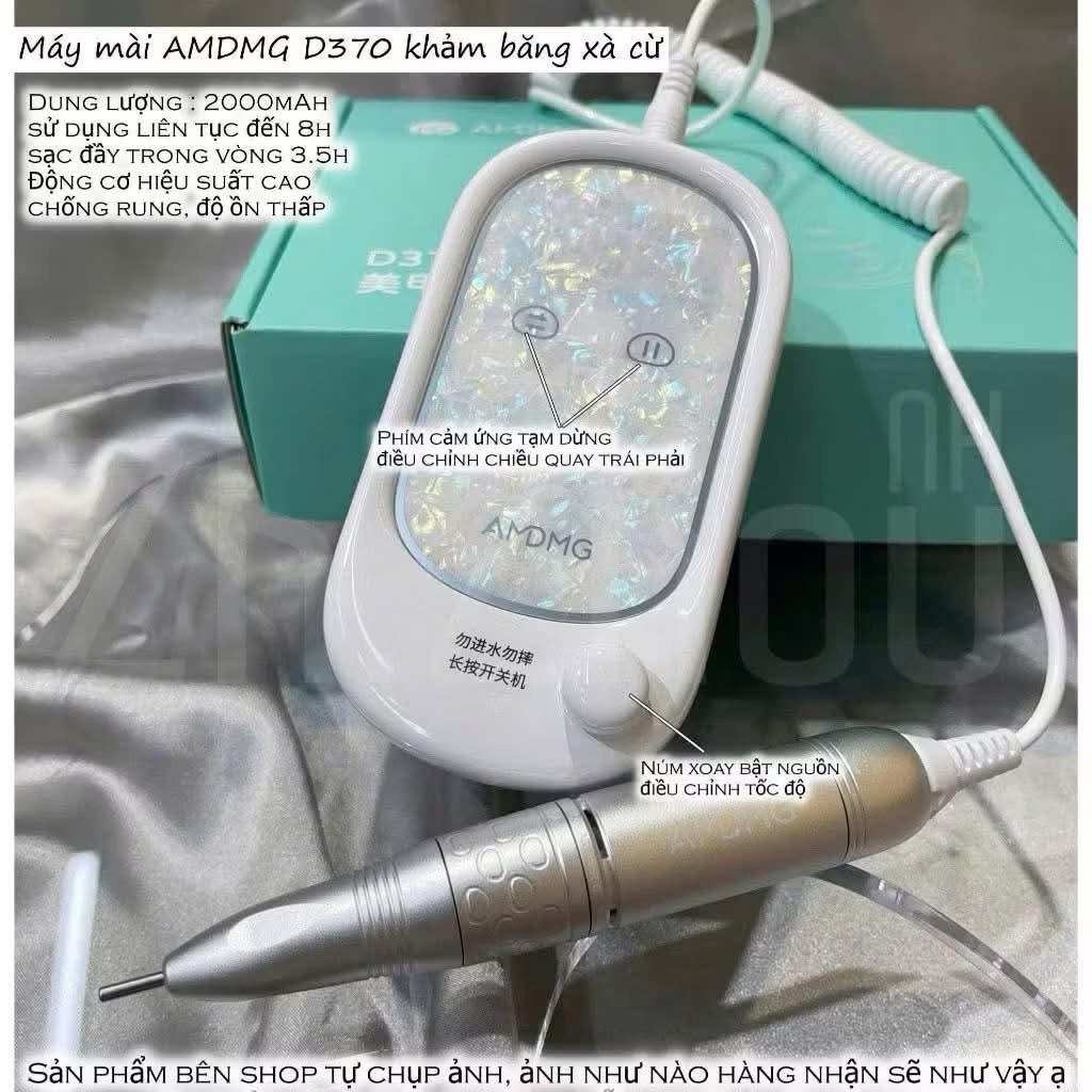 Máy mài móng tích điện D370 AMDMG khảm xà cừ-Cungcapdonailmi02