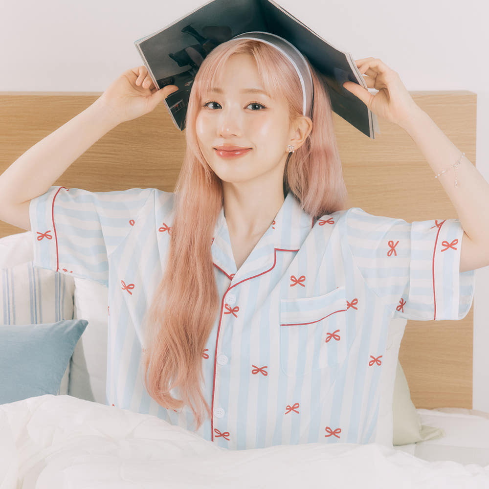 Bộ đồ ngủ Bonnie DOOSSY HAEWON PICK Silk Fit | Cặp đôi mùa hè Homewear