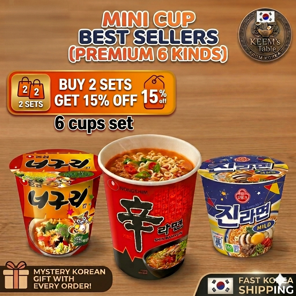 Mì ly ăn liền Hàn Quốc Korean Mini Cup Noodle Ramen Mystery Pack Shin Jin Neoguri Yukgaejang Kimchi 