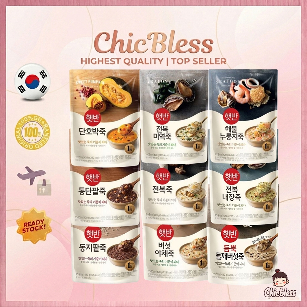 [CJ Bibigo] Cháo cơm ăn liền Hetbahn (420g) Bữa ăn Juk Hàn Quốc đích thực 9 vị