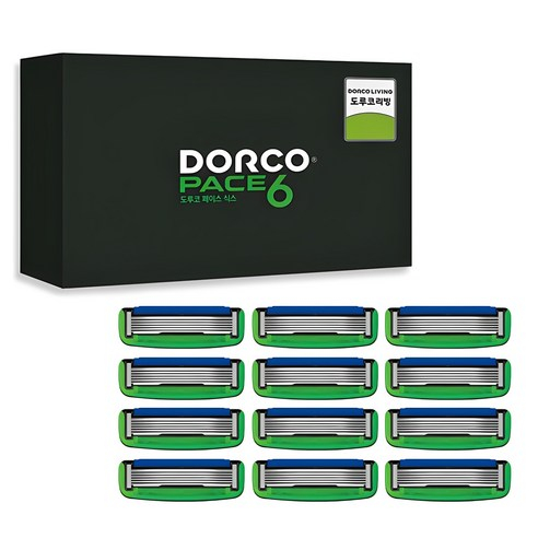 Dorco PACE6 Dao Cạo Hộp 12 Lưỡi Dao Thay Thế Nam Cạo Râu Refill Pack