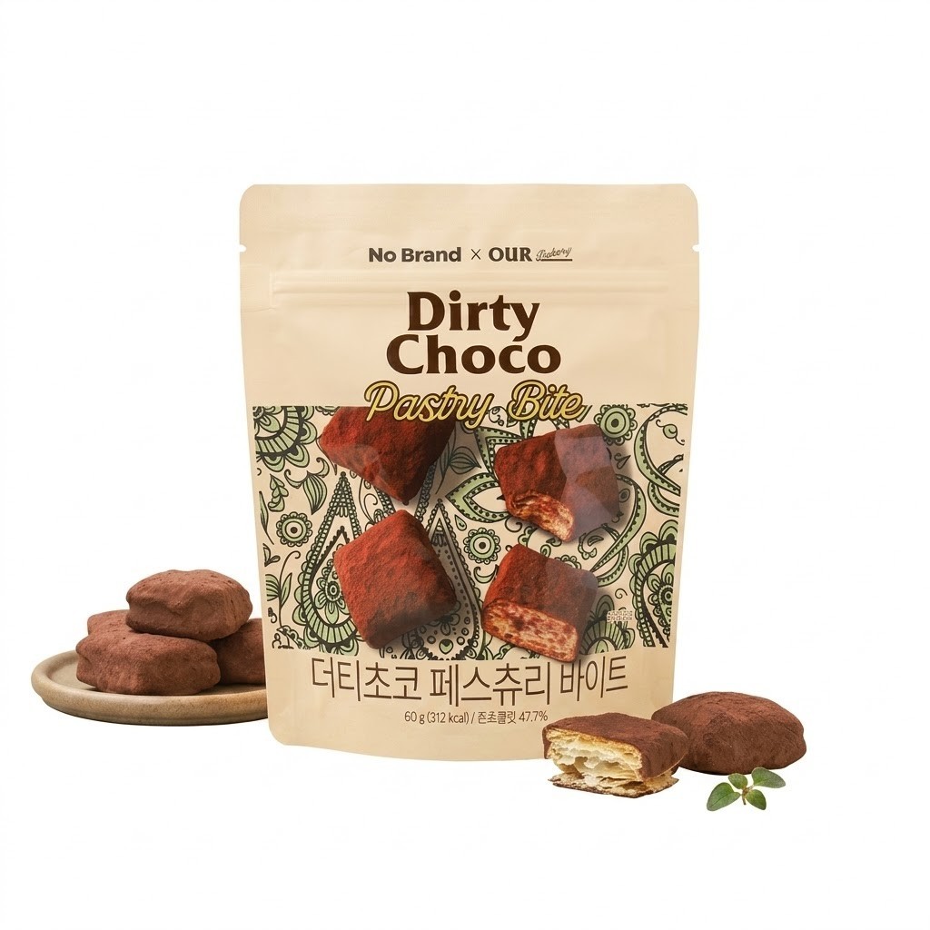 [Emart no brand] NObrandXOUR Bakery Dirty Choco Pastry Bites 60g / K-Bakery Collab / Tàu từ Hàn Quốc