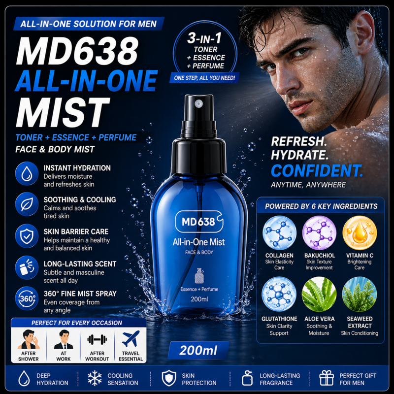 [MD638] Xịt khoáng All-In-One 200ml Men Toner Essence Xịt dưỡng ẩm Chăm sóc da
