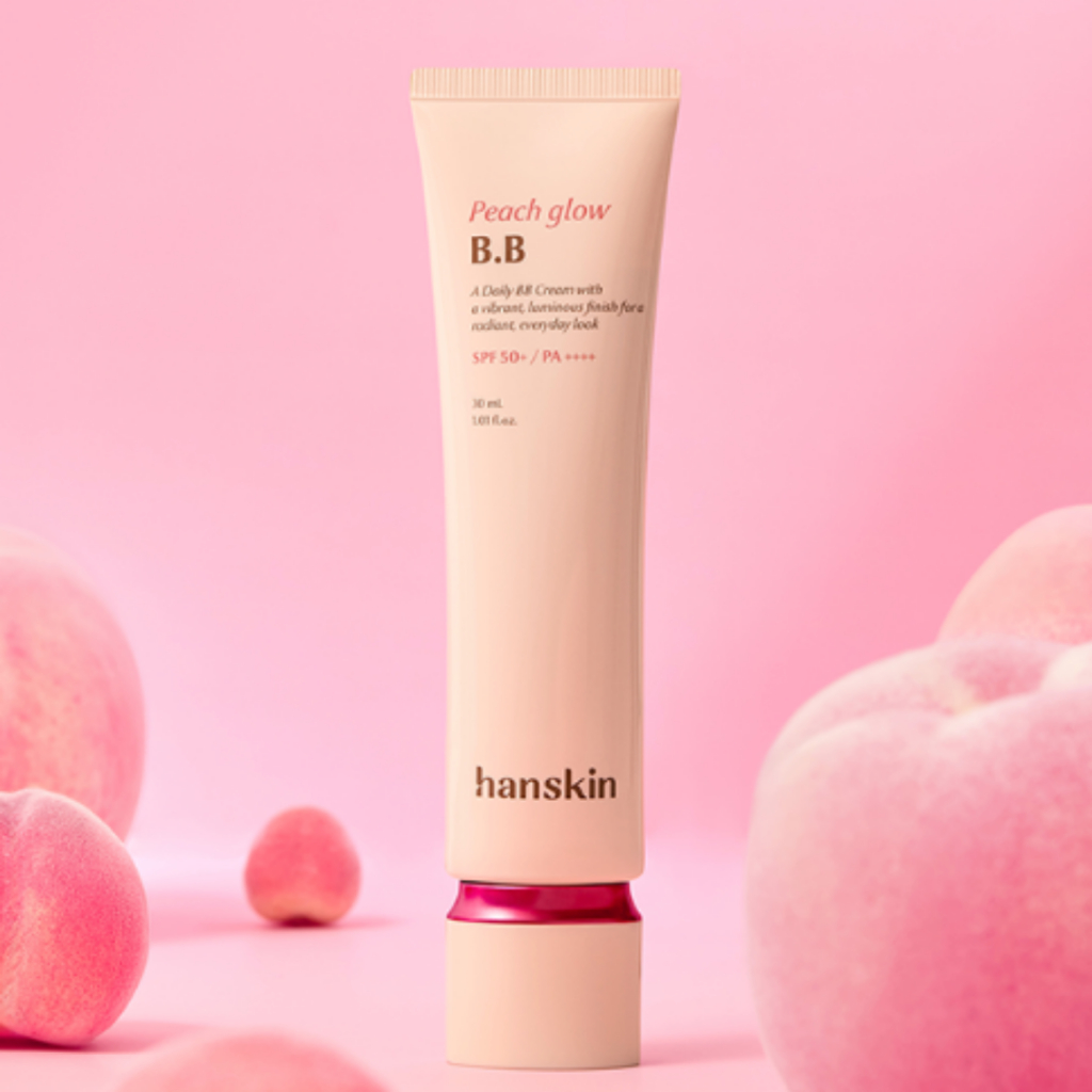 [Hanskin] Peach Glow Daily Base BB Cream 30ml | SPF50 + PA + + + / Làm sáng tông màu đào & Bảo hiểm 