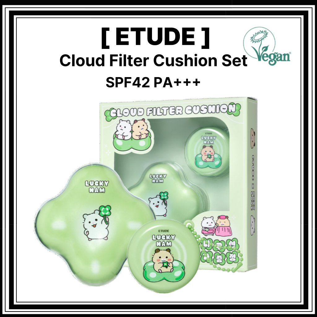ETUDE Cloud Filter Cushion SPF42 PA + + + Bộ đệm kích thước đầy đủ Mini Cushion Móc khóa Lucky Ham