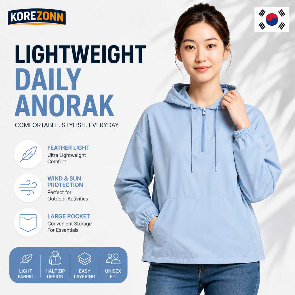 Áo Hoodie nhẹ Unisex Anorak Half Zip Áo khoác ngoài trời thông thường