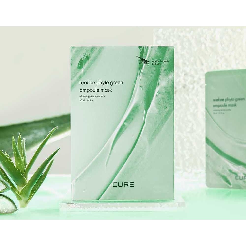 【 KIM JEONG MOON ALOE 】 Cure Re: Mặt nạ Ampoule xanh lô hội 10 chiếc Jeju Aloe Soothing Hydrating