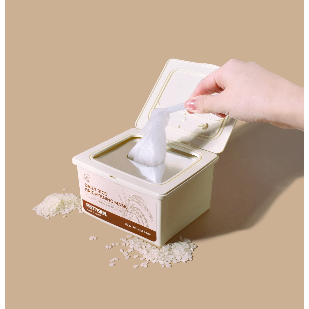 PRETTYSKIN Daily Rice Brightening Sheet Mask 30 tờ 370g Hydrating Face Mask Hàn Quốc Skincare Daily 