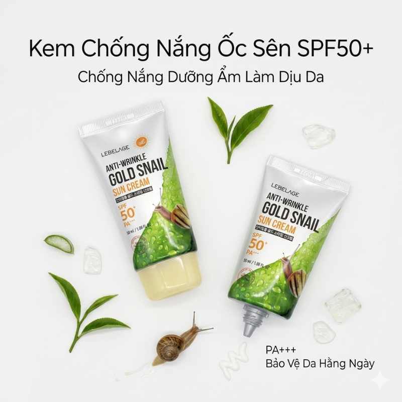 Kem Chống Nắng Ốc Sên Vàng LEBELAGE Snail Gold Sun Cream 50ml Hàn Quốc Bảo Vệ Da Trước Tia UV Dưỡng 