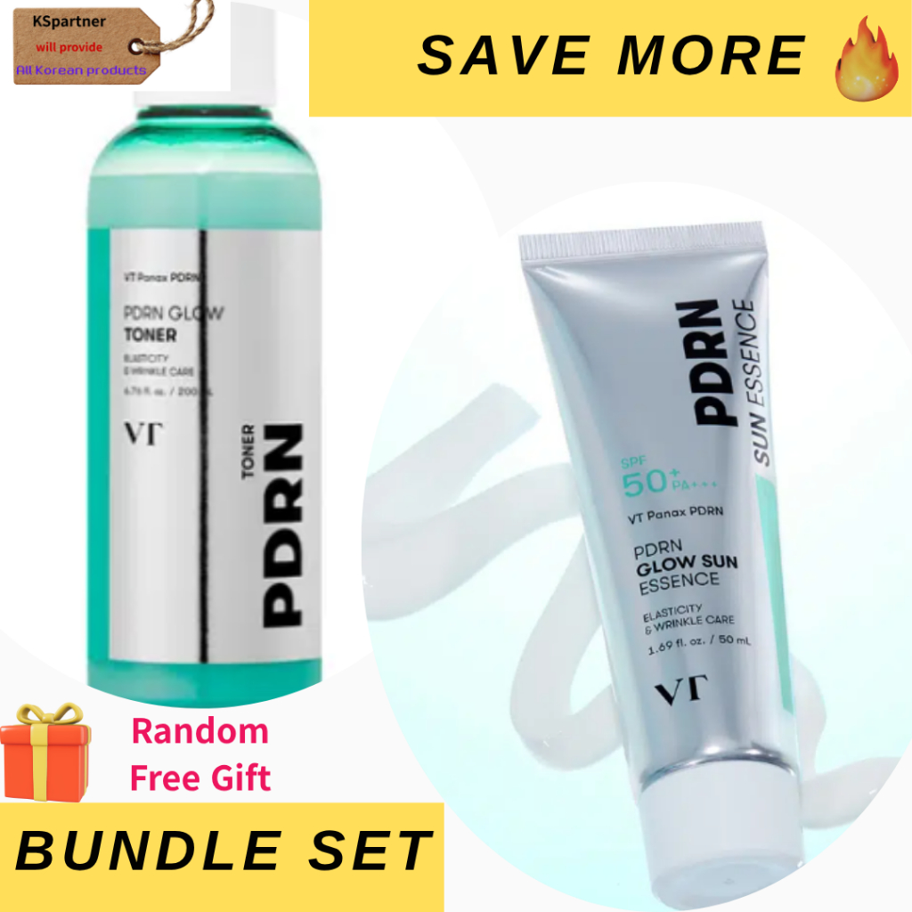 VT PDRN Radiance Toner (200ml) + Tinh chất chống nắng phát sáng VT PDRN (50ml) / Bộ bảo vệ phát sáng