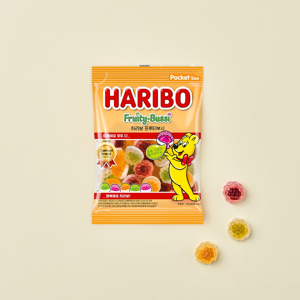 HARIBO Fruity Bussi Kẹo dẻo 100g Thạch trái cây Nhai Đồ ăn nhẹ ngọt ngào cho trẻ em Người lớn Kẹo ph