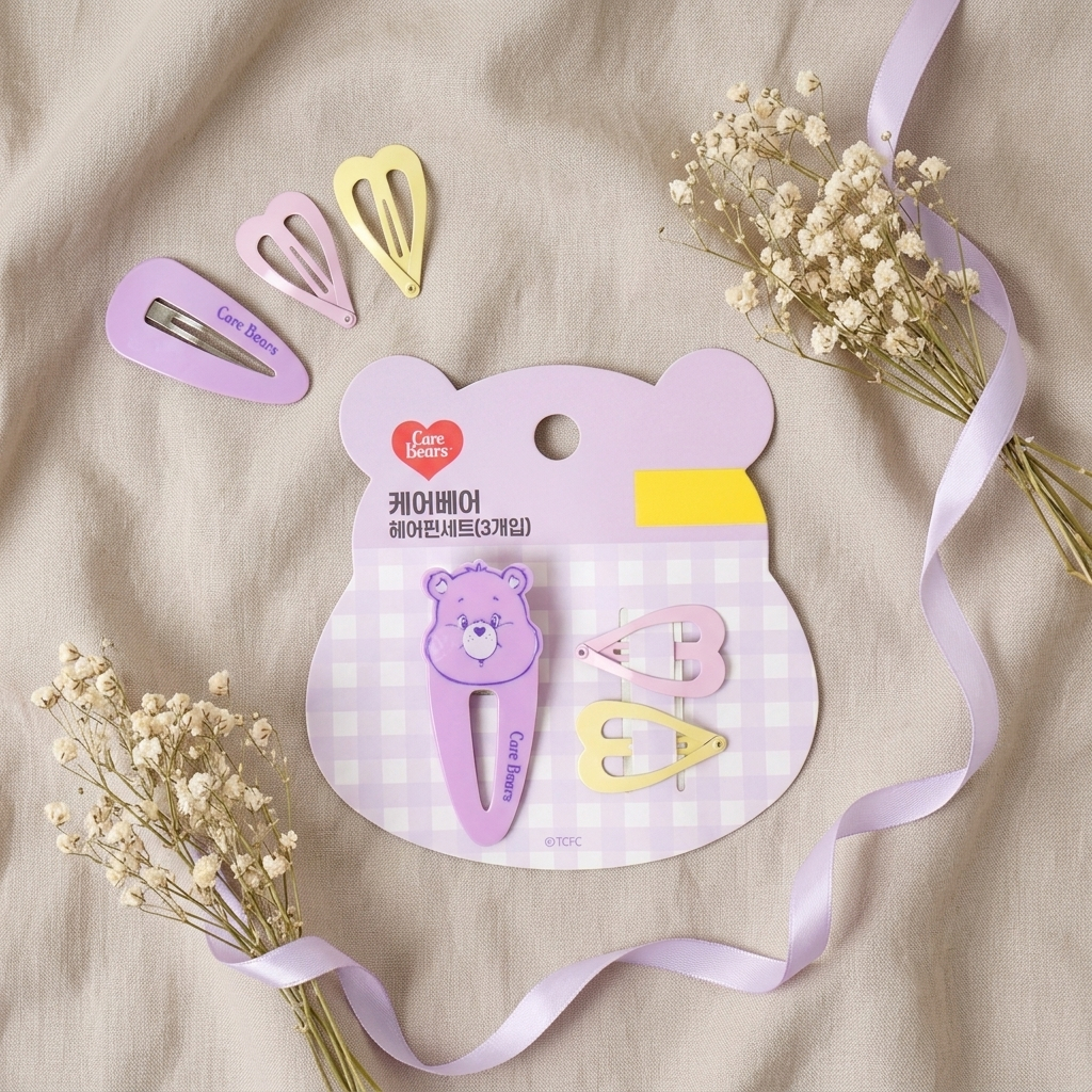 Bộ kẹp tóc Care Bears 3 miếng | Phụ kiện thời trang Hàn Quốc | K-Style