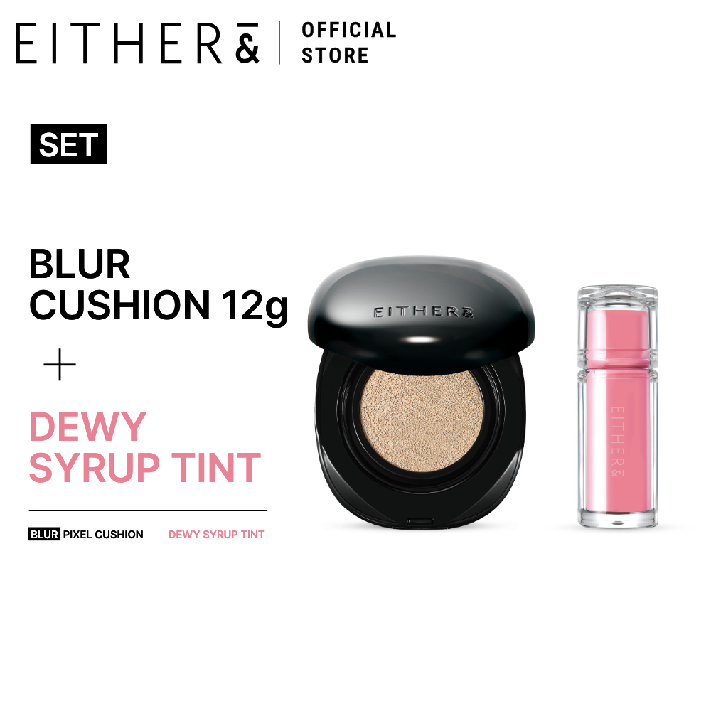 EITHER & Blur Pixel Cushion 12g + Dewy Syrup Tint SET