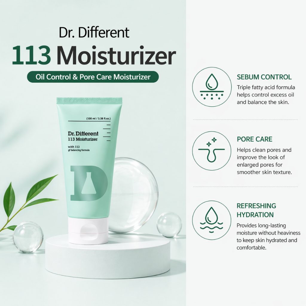 Dr.Different 113 Kem Dưỡng Ẩm 100ml Kem Dưỡng Ẩm Da Dầu Kiểm Soát Sebum Nhẹ Dưỡng Ẩm Chăm Sóc Da Hàn