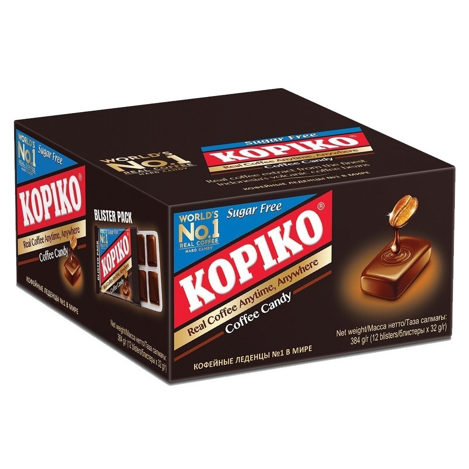 KOPIKO Mayora Sugar Free Coffee Candy Vỉ 32g x 12 Gói Không Đường Cà Phê Kẹo Túi Ăn Nhẹ