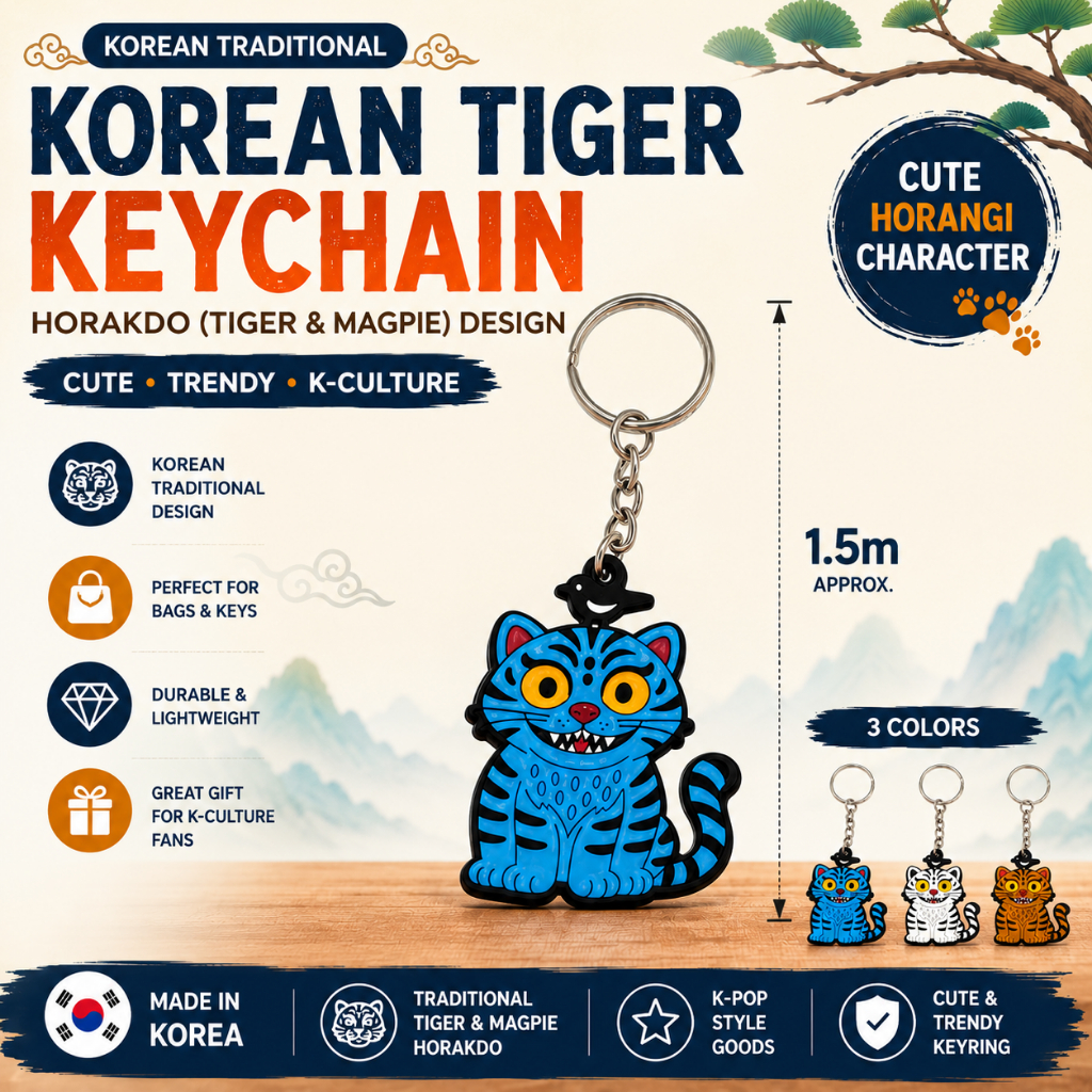 Móc khóa Tiger Magpie Hàn Quốc – Móc khóa quyến rũ nhân vật Horangi truyền thống K-Pop