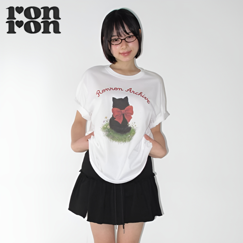 [RONRON] ÁO THUN RIBBON CAT BASIC FIT 2 màu / Xác thực 100%
