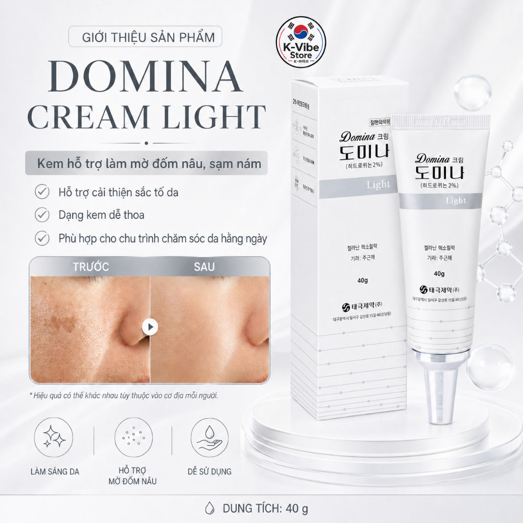 Kem dưỡng ánh sáng Taiguk Domina (Hydroquinone) | Kem làm trắng da & làm mờ vết thâm | Chăm sóc tông