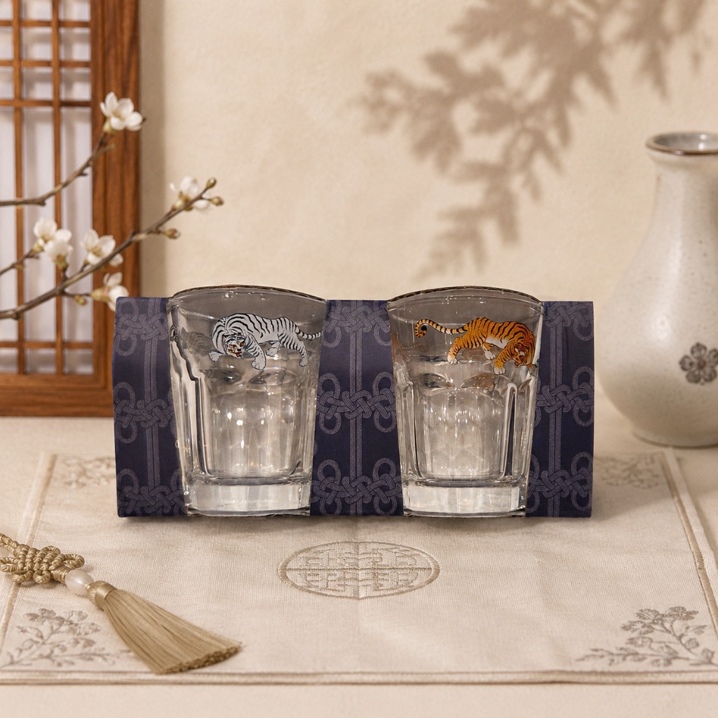Bộ kính Soju Tiger truyền thống Hàn Quốc | Kính bắn thẩm mỹ Hàn Quốc | Cốc quà lưu niệm Hàn Quốc